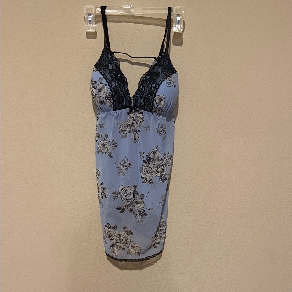 Apt. 9 Floral Lace Chemise in Blue and Black